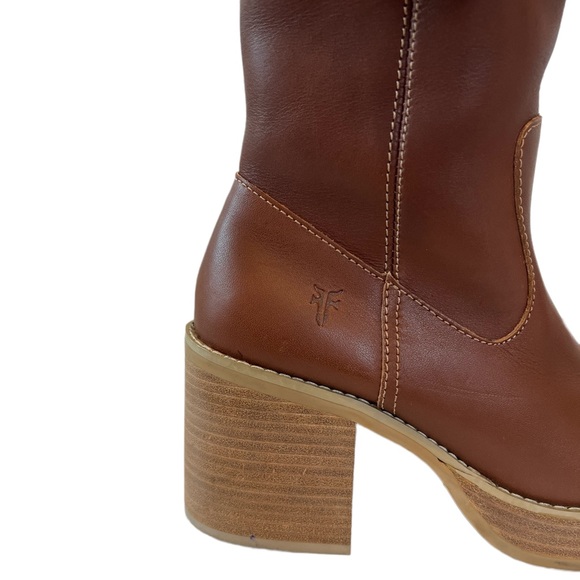 Frye Vintage Dorian Y2K Brown Leather Platform Knee High Boot Size 7.5 - Picture 9 of 15